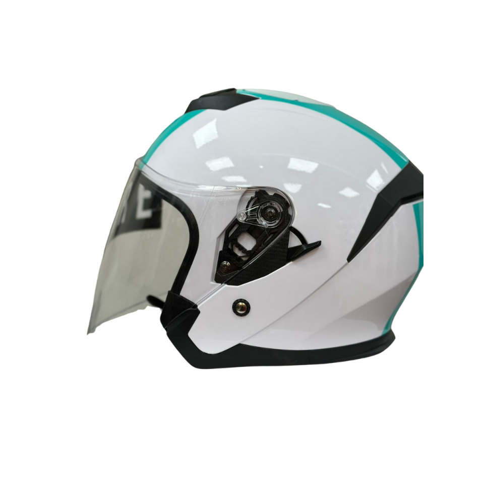 Jk-526 Güneş Gözlüklü Yarım Kask Yeşil Beyaz