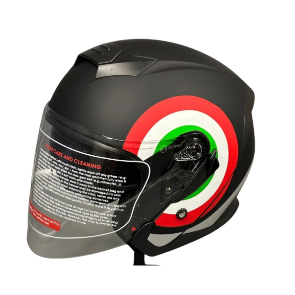 Jk-526 Güneş Gözlüklü Yarım Kask Mat Siyah Kırmızı