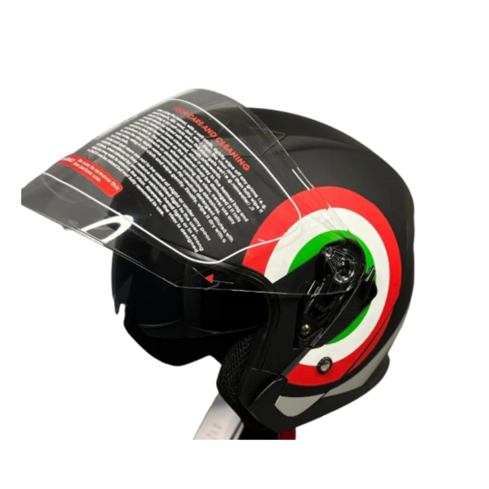 Jk-526 Güneş Gözlüklü Yarım Kask Mat Siyah Kırmızı