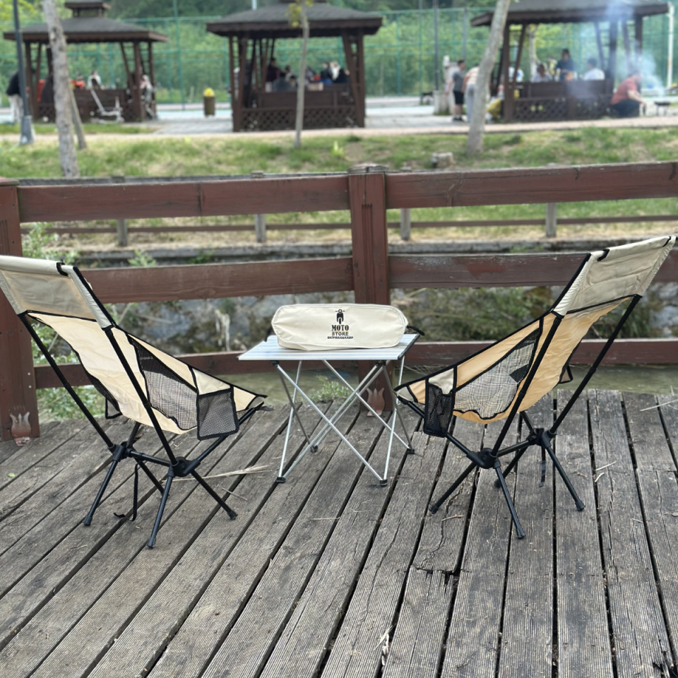 MOTORCU KAMP SANDALYESİ HAKİ İKİLİ