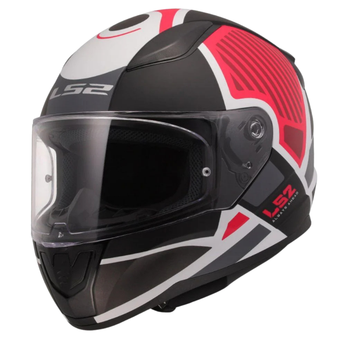 LS2 RAPİD II GRID-X M.BLACK WHİTE RED)