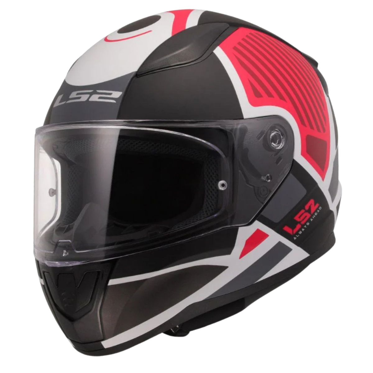 LS2 RAPİD II GRID-X M.BLACK WHİTE RED)