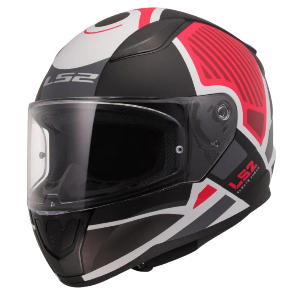 LS2 RAPİD II GRID-X M.BLACK WHİTE RED)