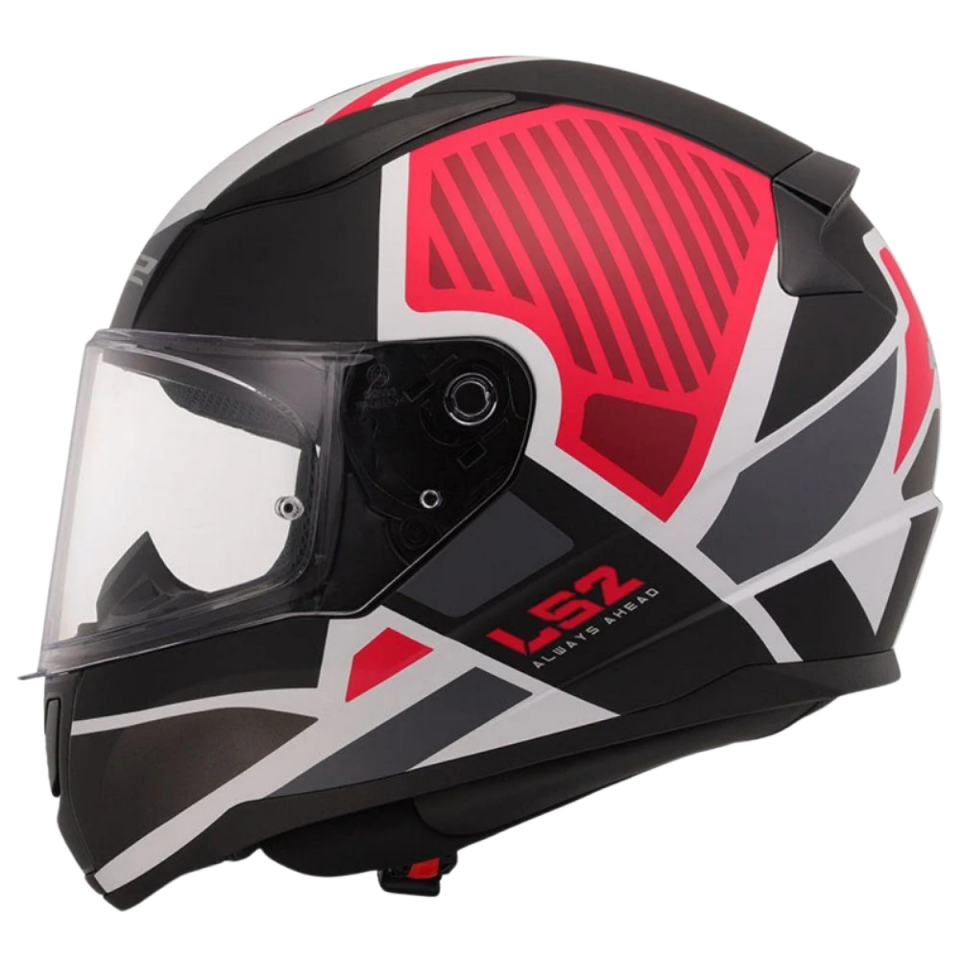 LS2 RAPİD II GRID-X M.BLACK WHİTE RED)