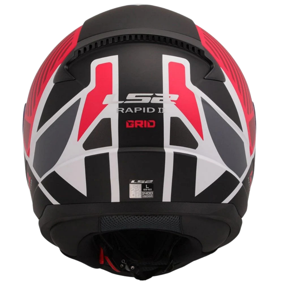 LS2 RAPİD II GRID-X M.BLACK WHİTE RED)